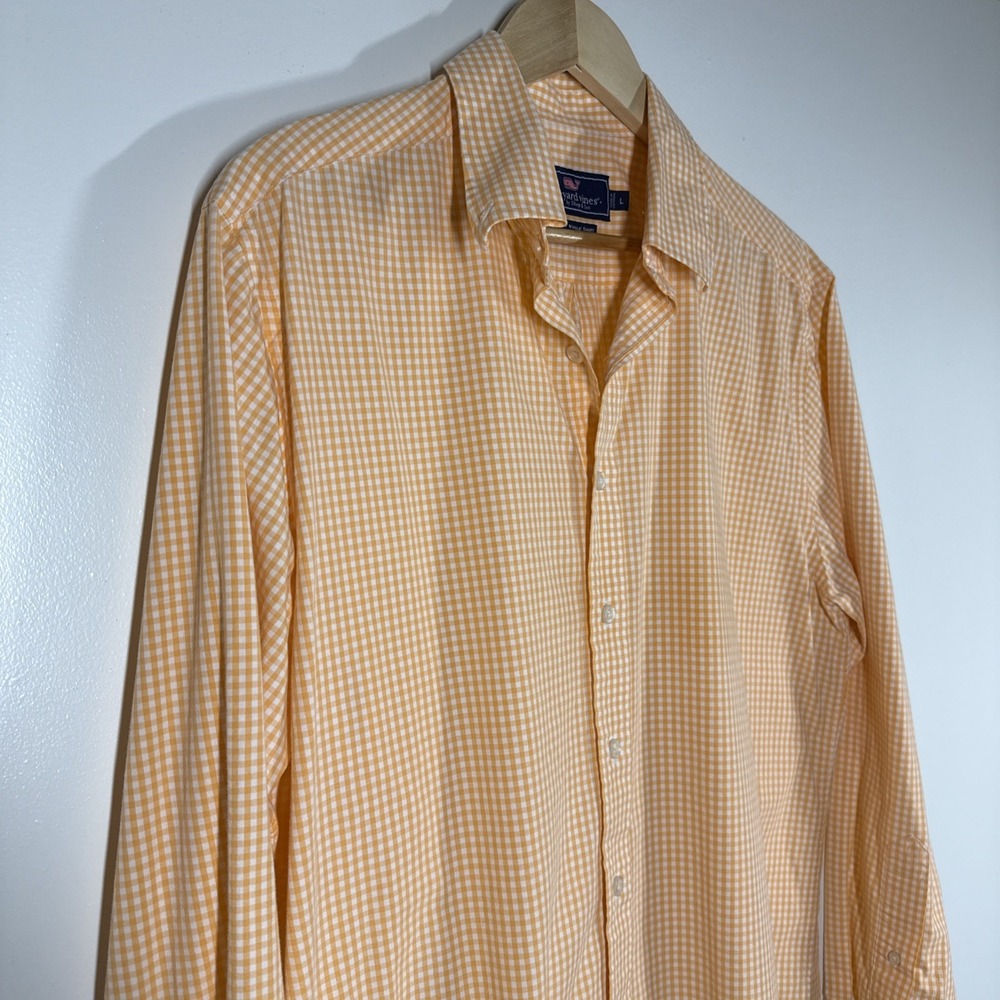 Vineyard Vines Whale Slim Fit Shirt Mens L Classic Fit Peach Plaid Button-Down - Picture 2 of 10